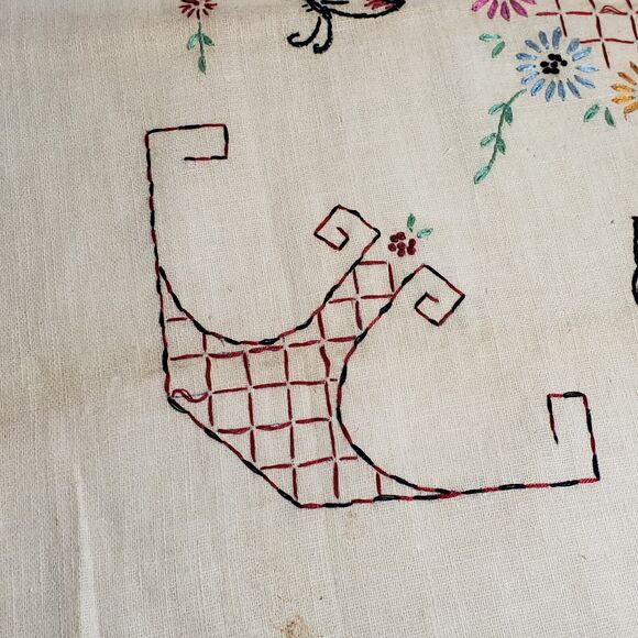 VINTAGE 1960'S STAMPED EMBROIDERY BUTTERFLY FLOWERS UNFINISHED CHAIR BACK PAD - Picture 2 of 9